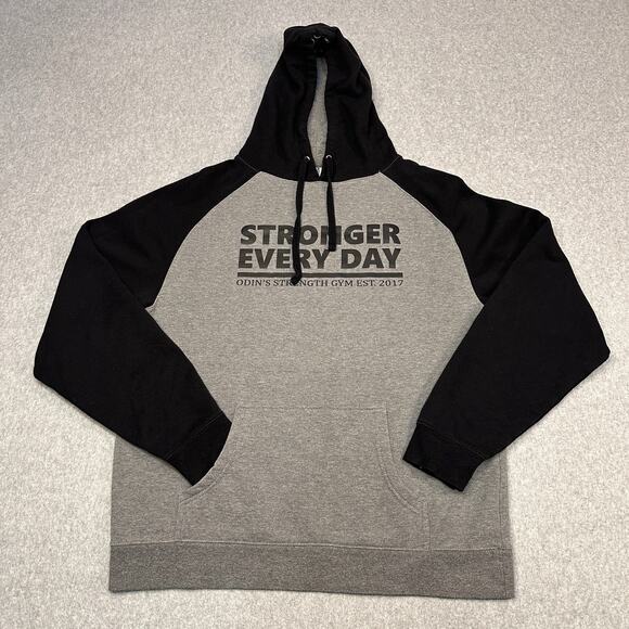 Independent Trading Company Sweatshirt Hoodie Mens L Fleece Gray Black Pullover - Picture 1 of 8